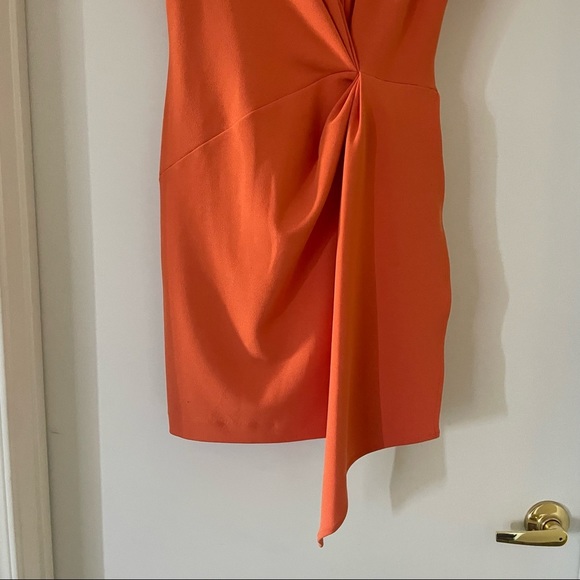 NWT Belle Badgley Mischka Dress Devin Stretch Crepe Short Sleeve Orange -size 2 - Picture 4 of 6